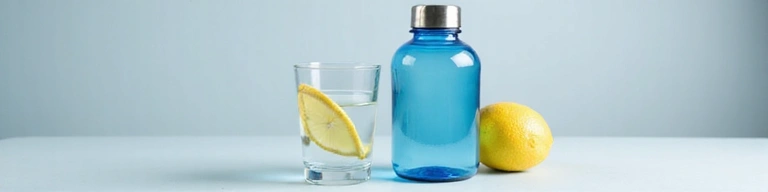 Water bottle and glass of water