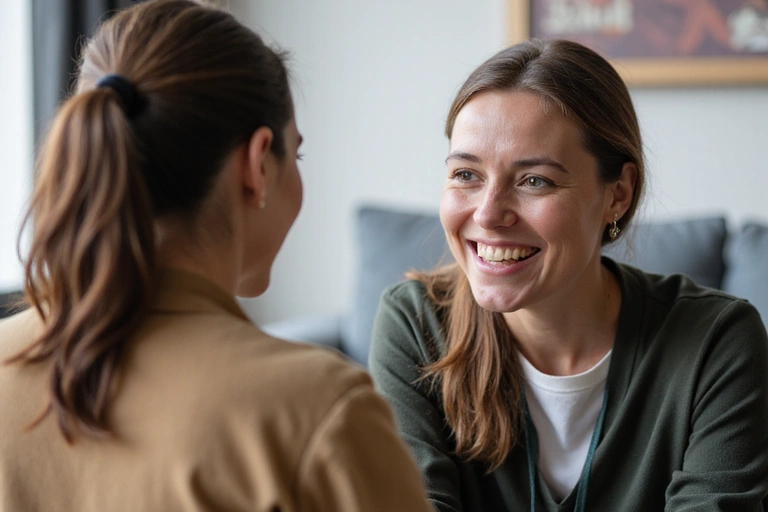 Supportive health coach offering guidance to a client